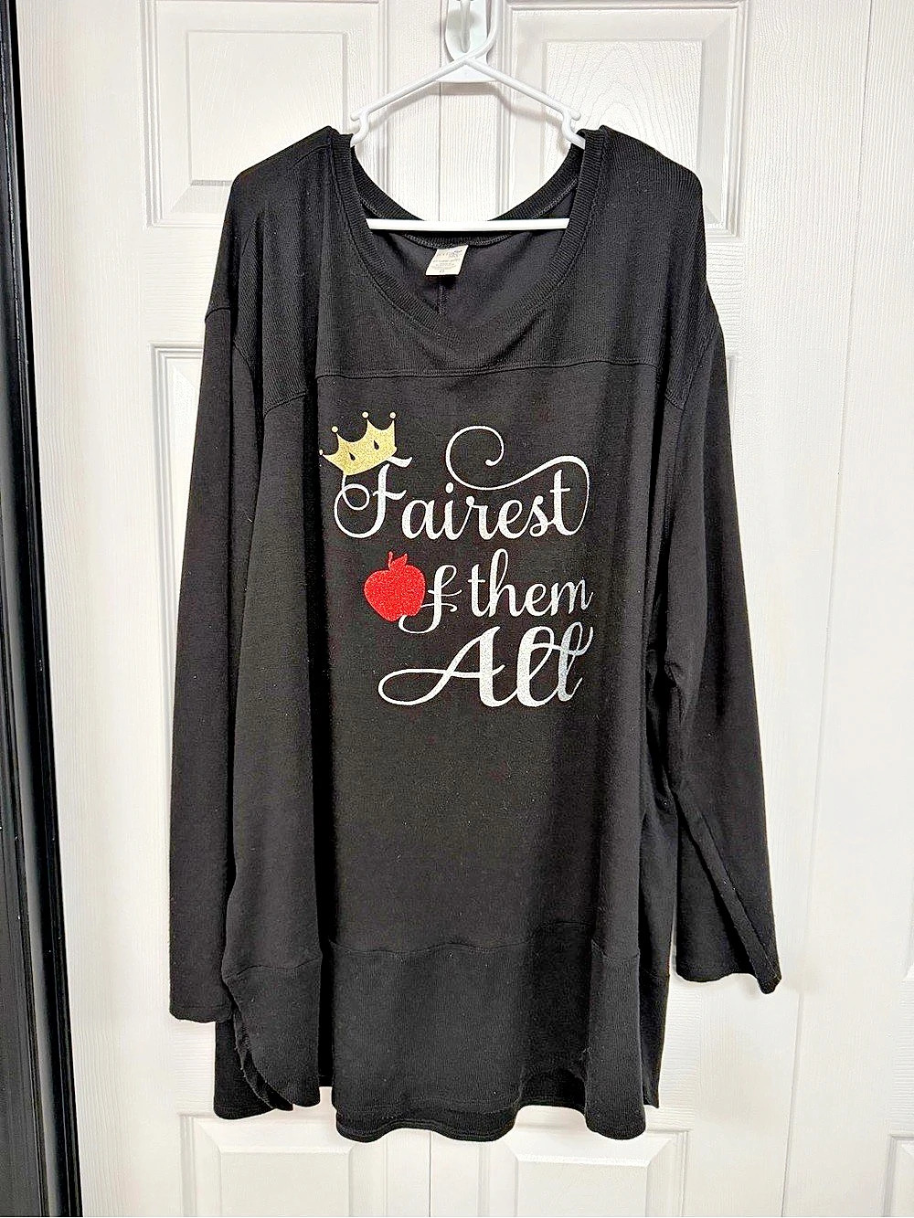 Terra & Sky Women's Black Graphic Long Sleeve Top “Fairest of them All”
